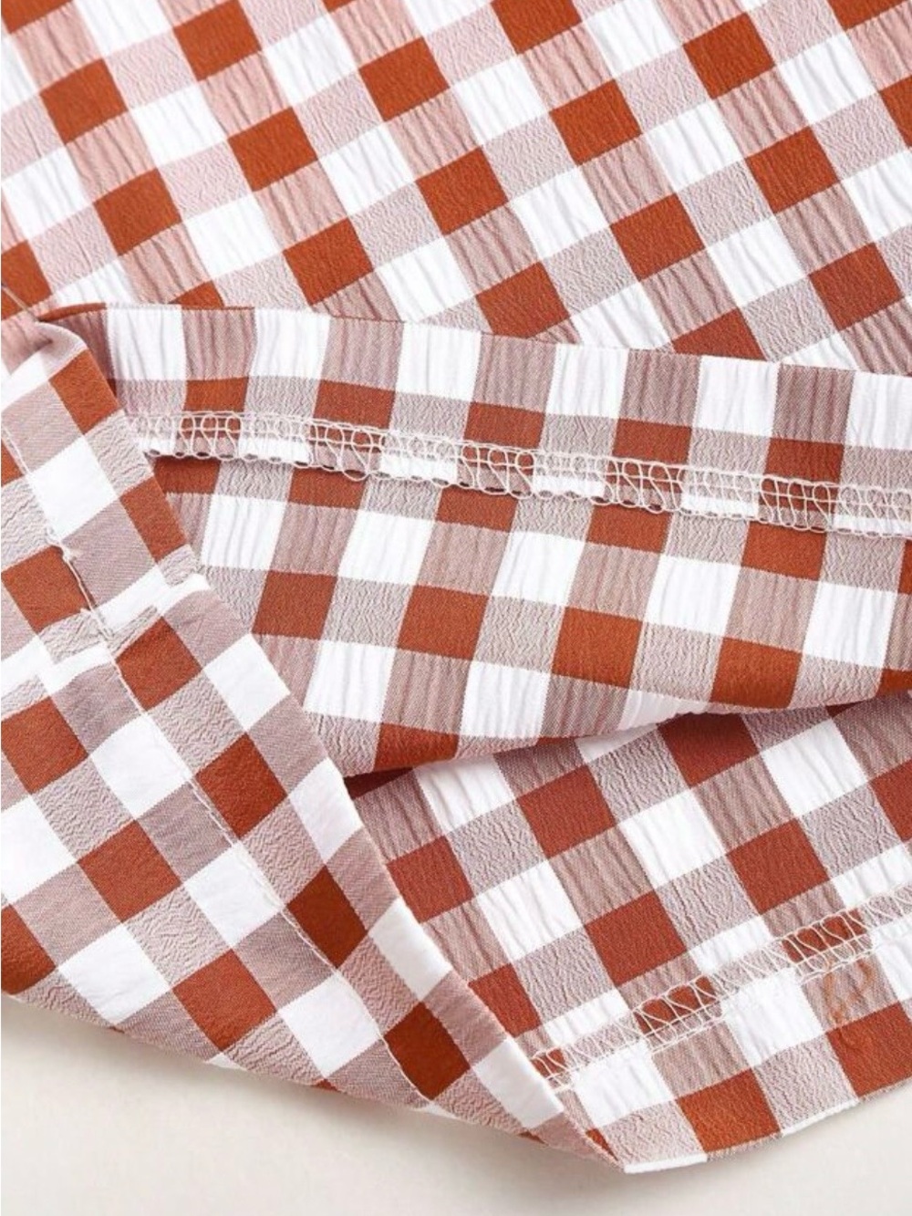 Wide Leg Gingham Pants in Brown/White - Picture 4 of 6